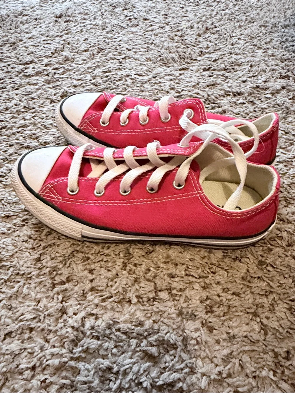 Converse Kids Low-Top Canvas Sneakers in Pink and White